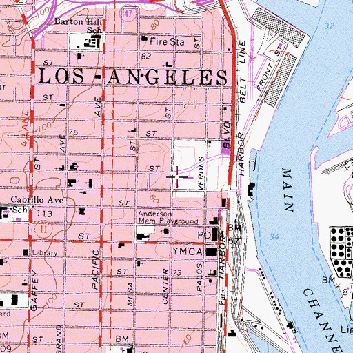 Topographic Map of Pacific Trade Center, CA