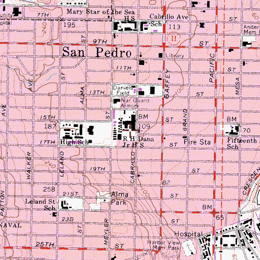 Topographic Map of Seventh Day Adventist Church, CA