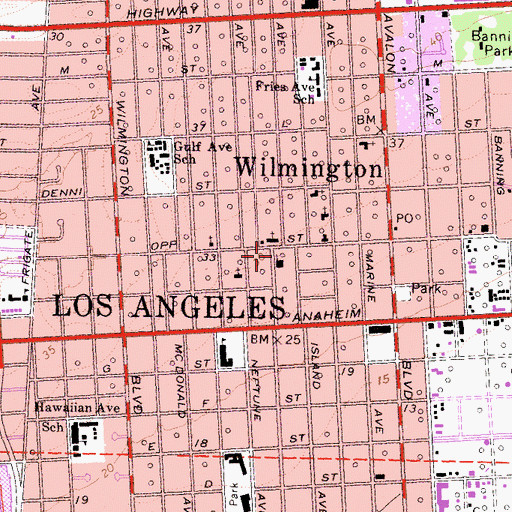 Topographic Map of First United Methodist Church, CA
