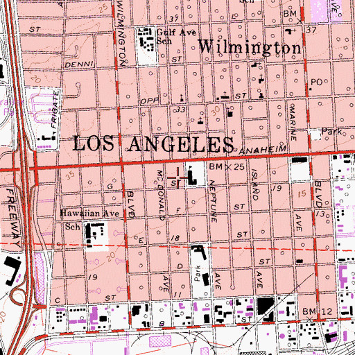 Topographic Map of Saint Peter and Saint Paul Roman Catholic School, CA