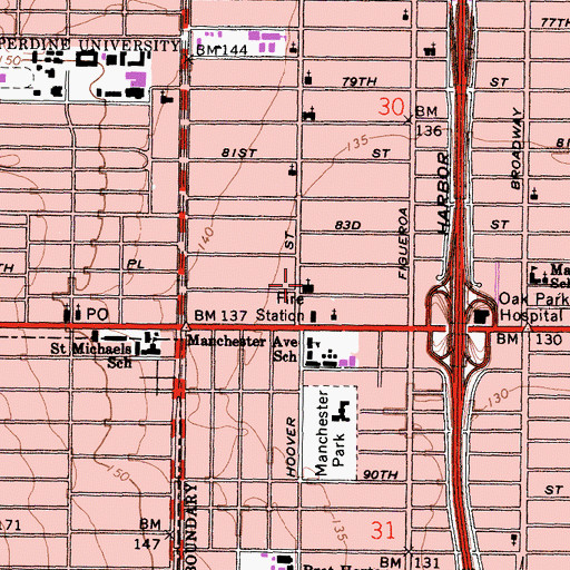 Topographic Map of Bethany Apostolic Church, CA