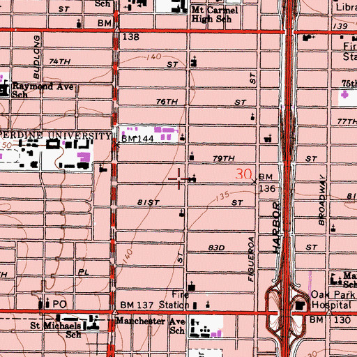 Topographic Map of Bethel Methodist Church, CA
