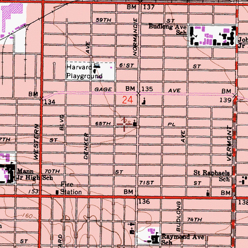Topographic Map of Epworth Methodist Church, CA