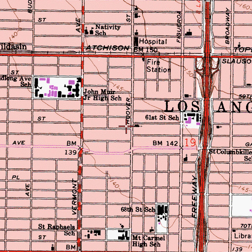 Topographic Map of Faithful Central Missionary Baptist Church, CA