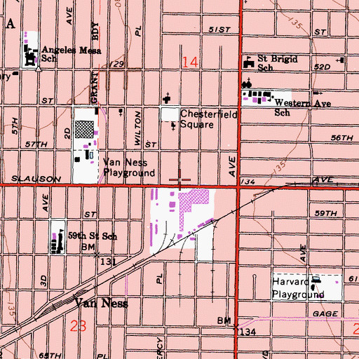 Topographic Map of City of Los Angeles Fire Department Station 66, CA