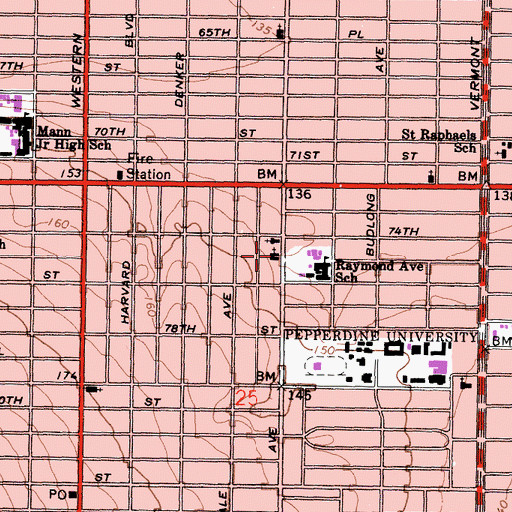 Topographic Map of Florence Avenue United Presbyterian Church, CA