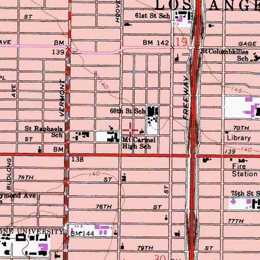 Topographic Map of Immanuel Lutheran Church, CA