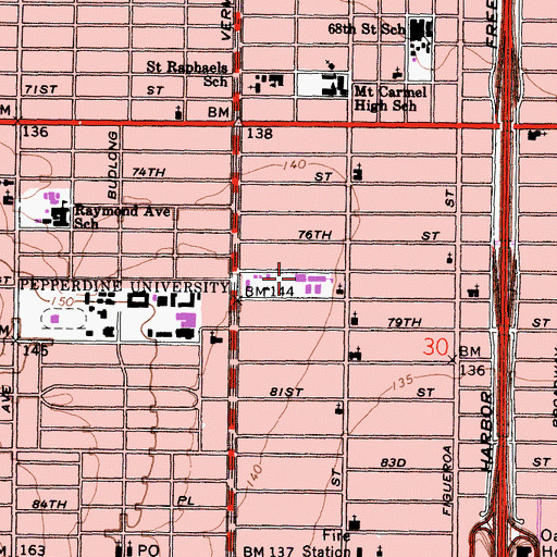 Topographic Map of Loren Miller School, CA