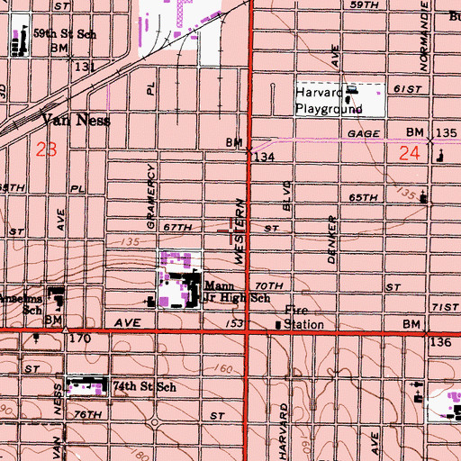 Topographic Map of Mount Tabor Missionary Baptist Church, CA