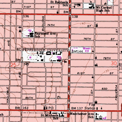Topographic Map of Vermont Avenue Church of Christ, CA