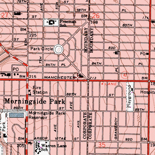 Topographic Map of Brethren Elementary and Junior High School, CA