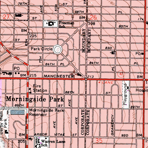 Topographic Map of First Brethren Church, CA