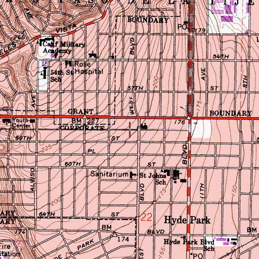 Topographic Map of First Church of God, CA
