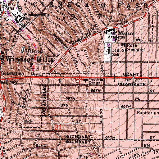 Topographic Map of Grace United Methodist Church, CA