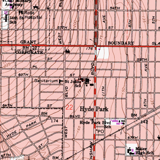 Topographic Map of Saint John the Evangelist Roman Catholic Church, CA