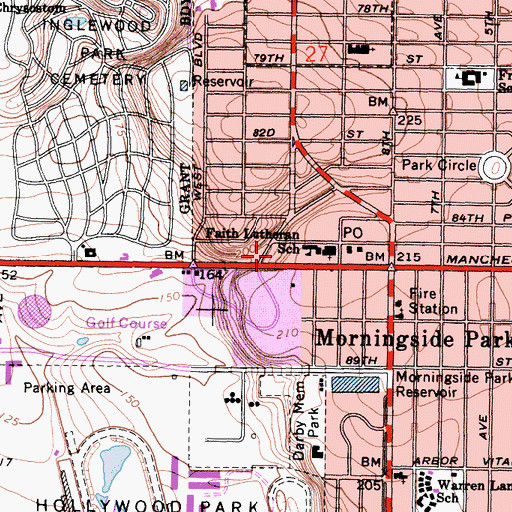 Topographic Map of The Guardian Inglewood Convalescent Hospital, CA