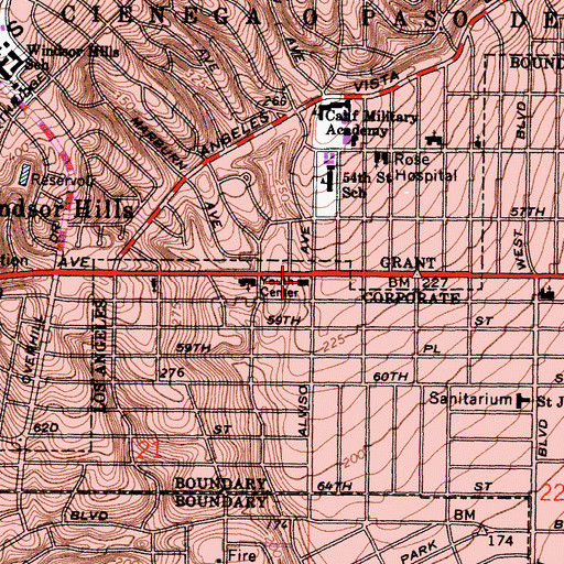 Topographic Map of Tifereth Jacob Temple, CA