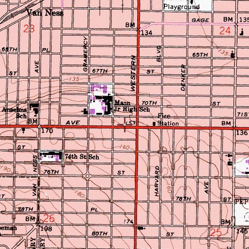 Topographic Map of West Florence Sub-Station, CA