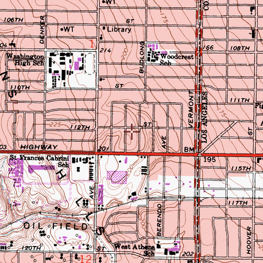 Topographic Map of Amos Temple Christian Methodist Episcopal Church, CA