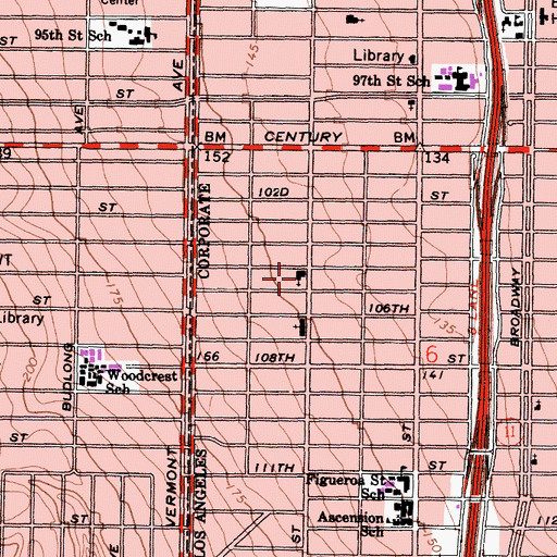 Topographic Map of Calvary Baptist Tabernacle, CA