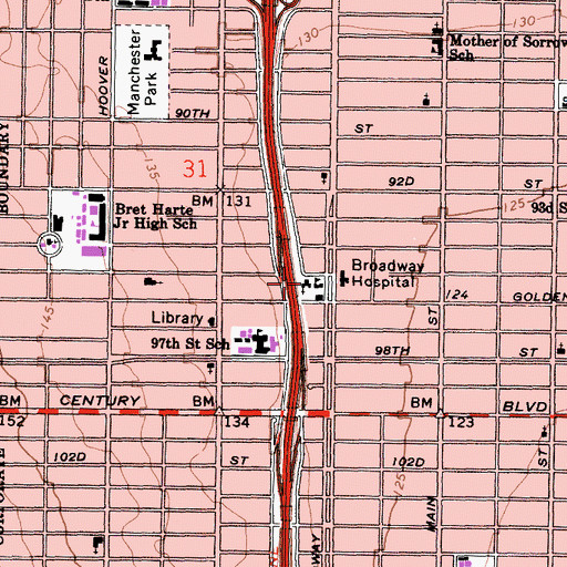 Topographic Map of Faith Lutheran Church, CA