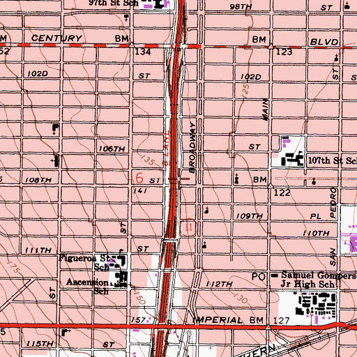 Topographic Map of Greater Love Baptist Church, CA