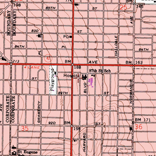 Topographic Map of Morningside Hospital, CA