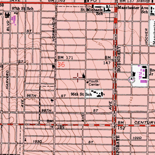 Topographic Map of Sunnyside Baptist Church, CA