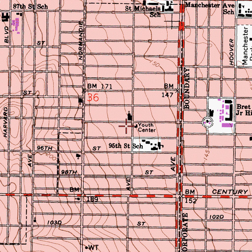 Topographic Map of Sunnyside Baptist Youth Center, CA