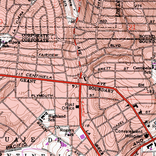 Topographic Map of Chapel of Peace Lutheran Church, CA