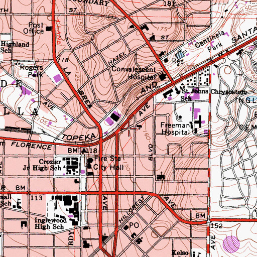 Topographic Map of Church of the Holy Faith, CA