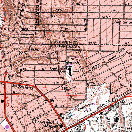 Topographic Map of Fairview Heights Baptist Church, CA