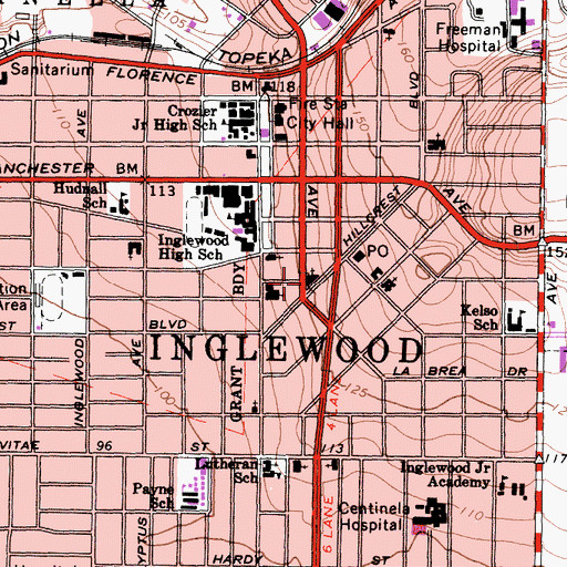 Topographic Map of First Christian Church, CA