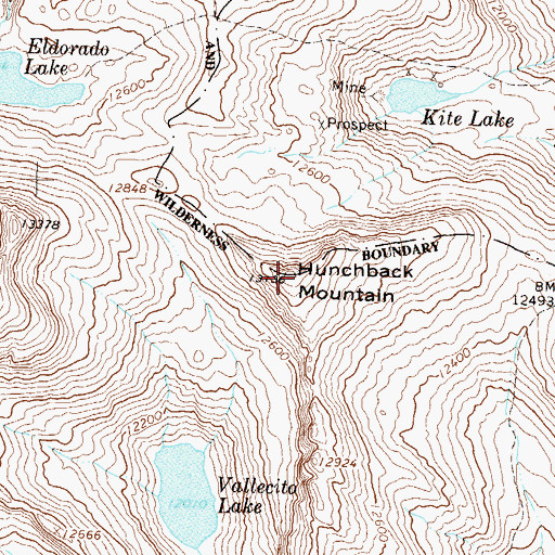 Topographic Map of Hunchback Mountain, CO