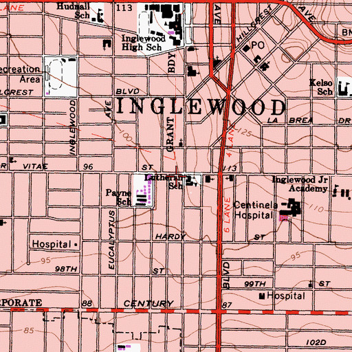Topographic Map of Good Shepherd Lutheran Church, CA