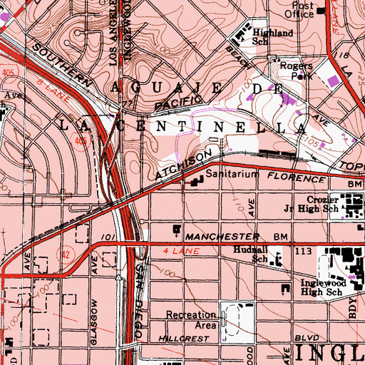 Topographic Map of Saint Erne Sanitarium, CA