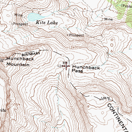 Topographic Map of Hunchback Pass, CO