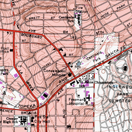 Topographic Map of Veterans Memorial Building, CA