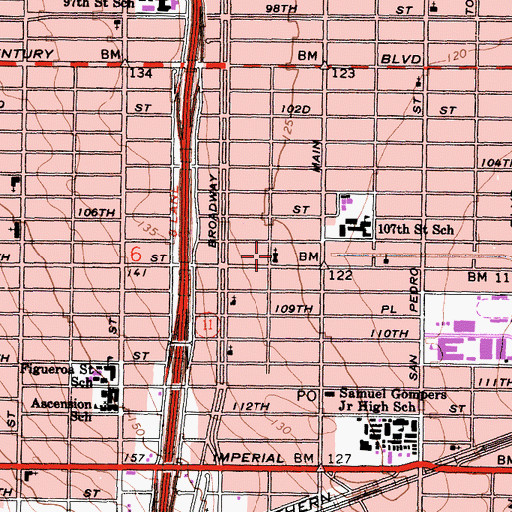 Topographic Map of Greater New Morning Star Baptist Church, CA
