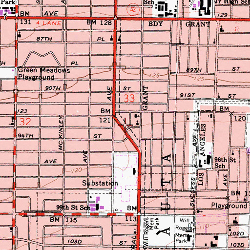 Topographic Map of Mount Pilgrim Baptist Church, CA