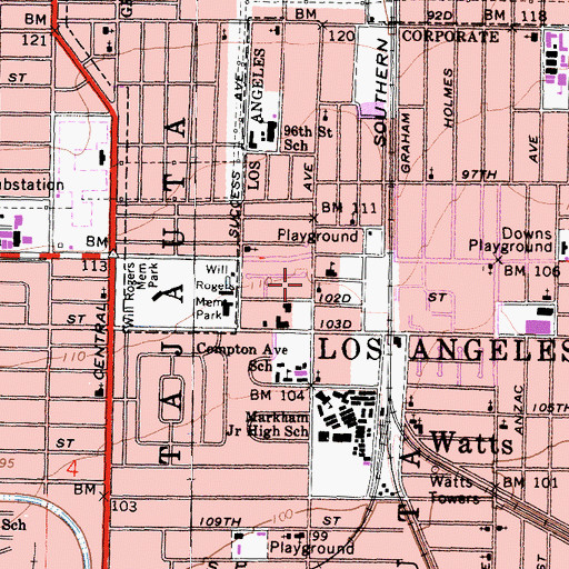 Topographic Map of First Unity Missionary Baptist Church, CA