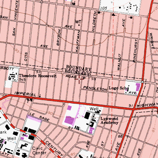 Topographic Map of Lyngate Neighborhood Church, CA