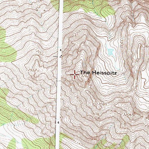 Topographic Map of The Heisspitz, CO