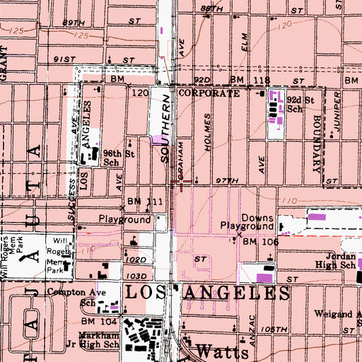 Topographic Map of Bright Star Church of God in Christ, CA