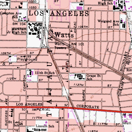 Topographic Map of Church of Christ, CA