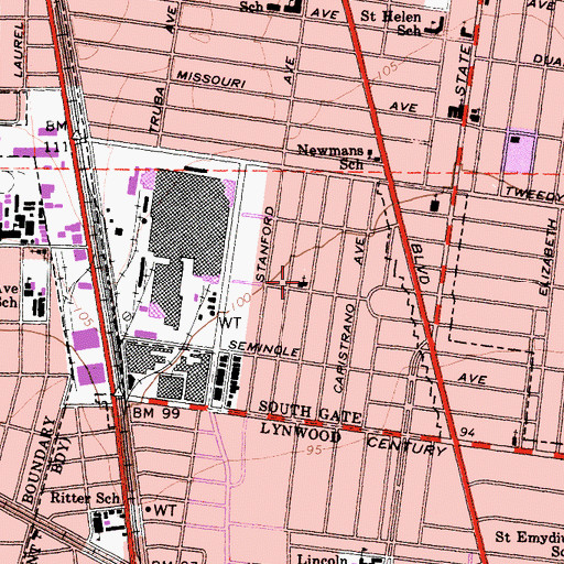 Topographic Map of First Brethren Church, CA