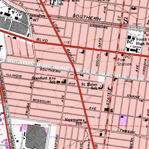 Topographic Map of First Foursquare Church, CA
