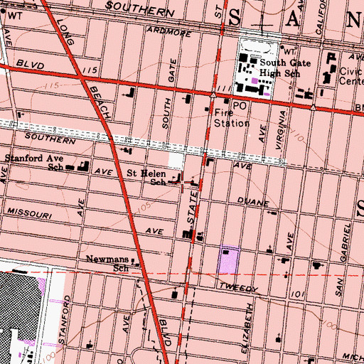 Topographic Map of First Southern Baptist Church, CA