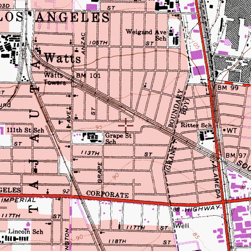 Topographic Map of Fountain Garden Convalescent Hospital, CA