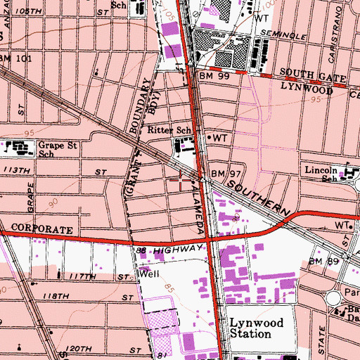 Topographic Map of Good Samaritan Baptist Church, CA
